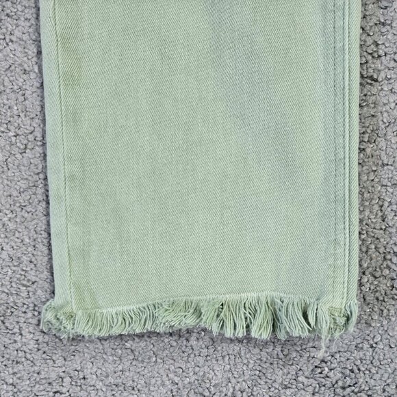 Vervet Melissa Pale Mint Green Straight Leg Cropped Jean Raw Hem V3370MI - Picture 4 of 10